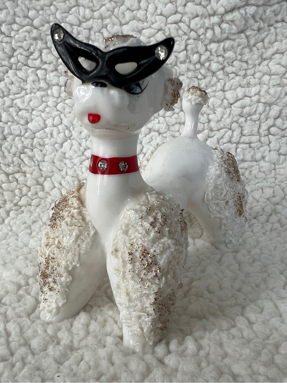 Vintage Lipper & Mann (L&M) spaghetti poodle w/black masquerade mask/glasses